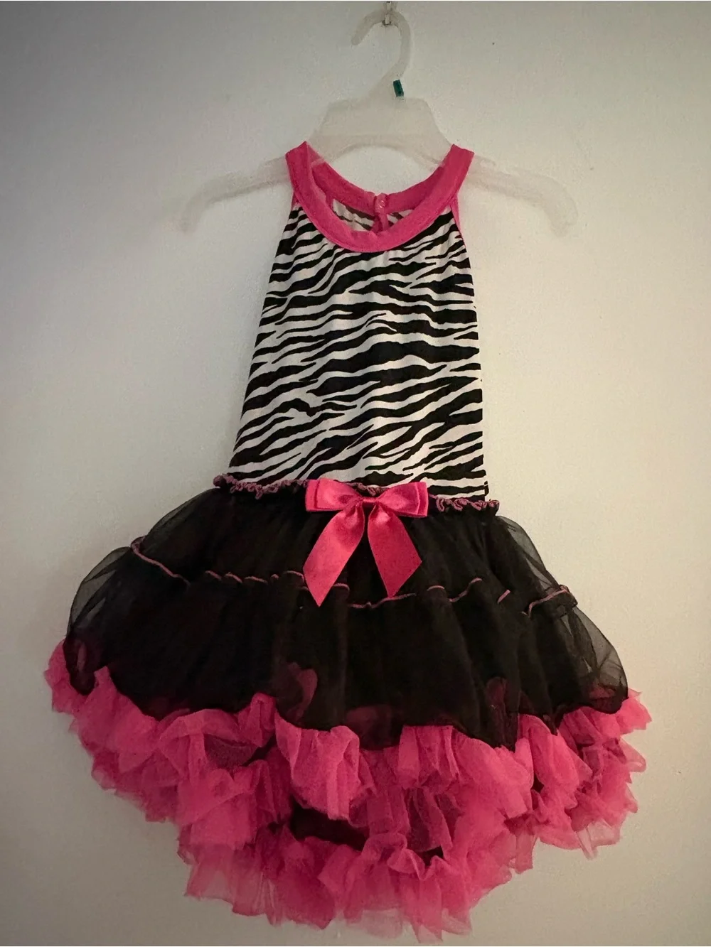 Girls Zebra Print Pink & Black Tutu Costume Dress
